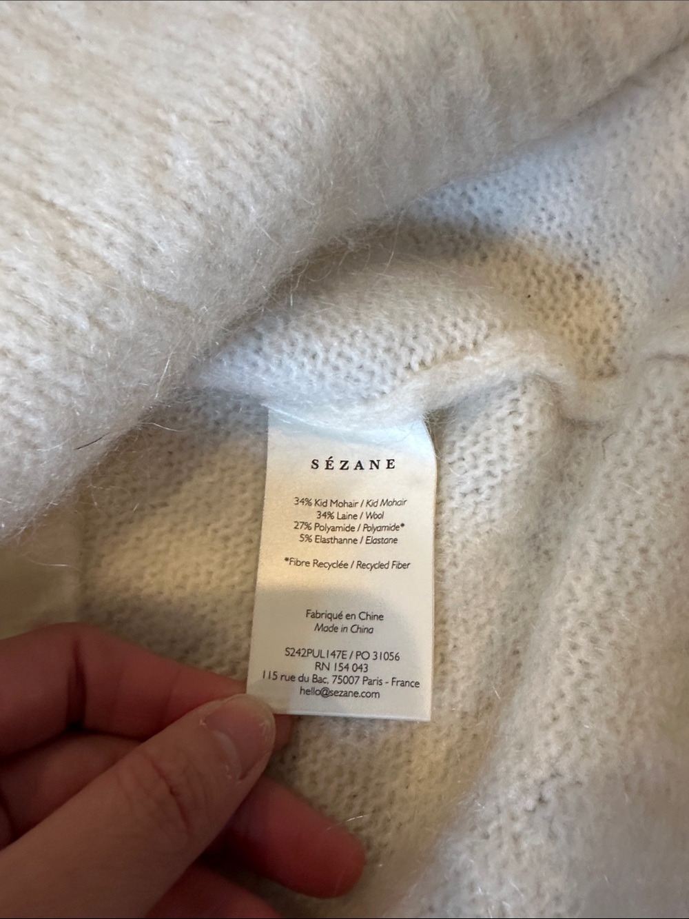 Sezane Melanie Jumper sweater Ecru, Small - Picture 4 of 14